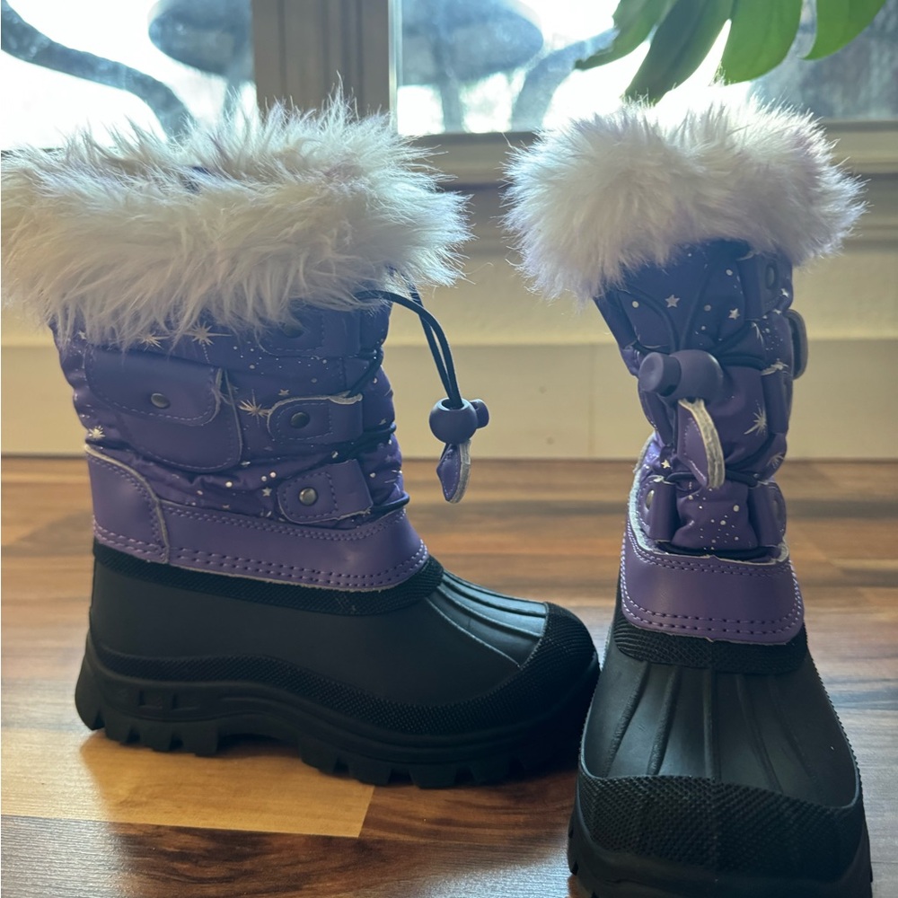Cozy Purple and Black Kids Snow Boots
